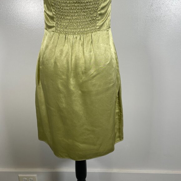 Samsoe Samsoe Slip Dress Womens S Lime Green Satin Smocked Back Adjustable Strap - Picture 12 of 16